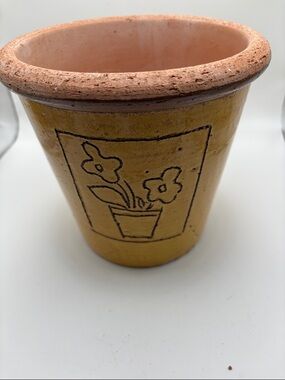 Ceramiche Alfa Glazed Yellow Terracotta Flower Pot Made in Italy